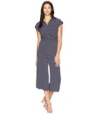 Taylor Collared Polka Dot Wide Leg Jumpsuit (navy/ivory) Women's Jumpsuit & Rompers One Piece