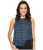 Lucky Brand Rouched Yoke Tank Top (blue Multi) Women's Clothing