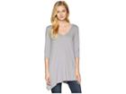 Allen Allen 3/4 Sleeve V-angled Tunic (pale Grey) Women's Short Sleeve Pullover