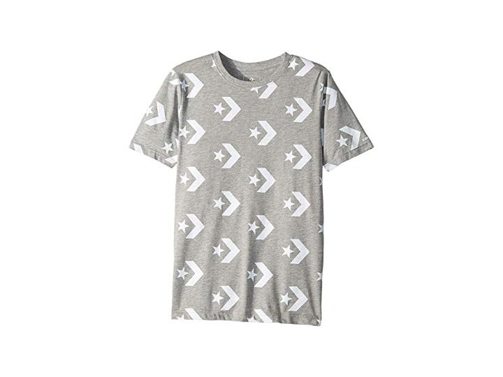 Converse Kids Star Chevron Print Tee (big Kids) (dark Grey Heather) Boy's Clothing