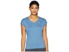 Asics Legends Cap Sleeve Top (azure Heather) Women's Short Sleeve Pullover