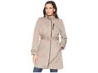 Cole Haan Belted Signature Quilt Zip Front Coat With Trapunto Stitching Details (cashew) Women's Coat