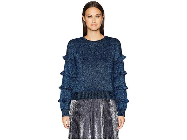 Red Valentino Vanise Wool Lurex Yarn Sweater (blue) Women's Sweater