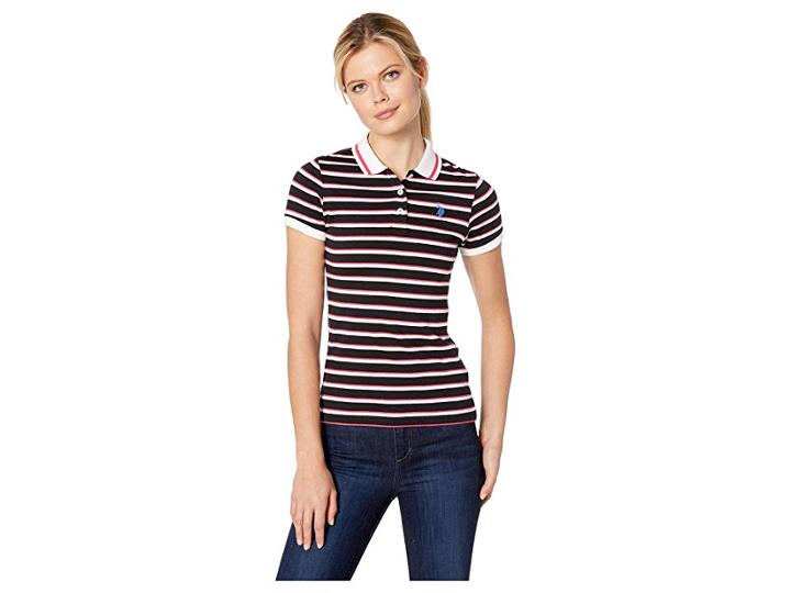 U.s. Polo Assn. Stripe Polo (anthracite) Women's Clothing
