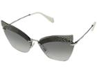 Miu Miu 0mu 56ts (transparent Grey/silver/gradient Grey Mirror Silver) Fashion Sunglasses
