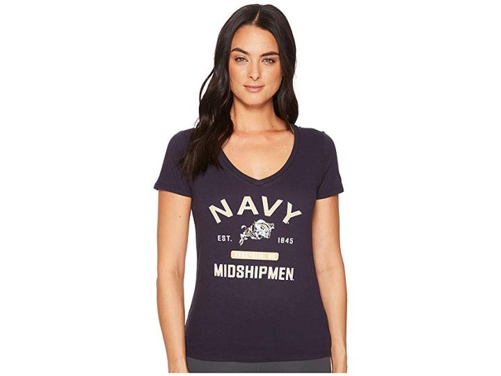 Champion College Navy Midshipmen University V-neck Tee (navy) Women's Short Sleeve Pullover
