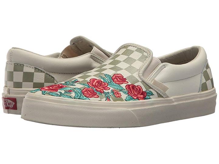 Vans Classic Slip-on Dx W/ Rose Embroidery (marshmallow/turtledove) Athletic Shoes