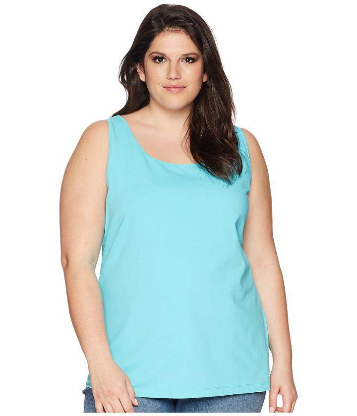 Nic+zoe Plus Size Perfect Scoop Tank (aqua) Women's Sleeveless