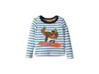 Joules Kids Applique Long Sleeve Tee (toddler/little Kids) (lagoon Stripe Dino) Boy's T Shirt