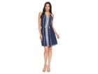 Two By Vince Camuto Sleeveless Embroidered Tie Neck Halter Dress (high Tide) Women's Dress