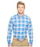 Vineyard Vines North Swell Plaid Slim Tucker Shirt (kingfisher) Men's Clothing