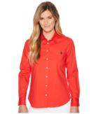 U.s. Polo Assn. Solid Single Pocket Long Sleeve Shirt (tomato) Women's Long Sleeve Button Up