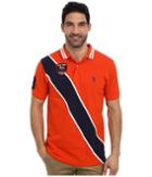 U.s. Polo Assn. Diagonal Stripes Short Sleeve Pique Polo (harvest Orange) Men's Short Sleeve Pullover