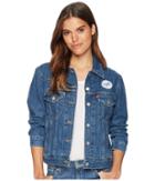 Levi's(r) Womens Los Angeles Dodgers Patch Trucker Jacket (dark Blue) Women's Coat
