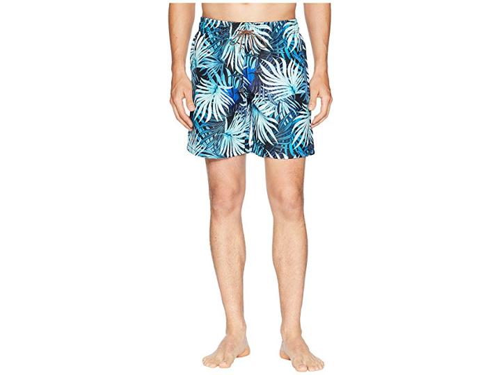 Bugatchi Palm Fronds Swim Trunk (teal) Men's Swimwear