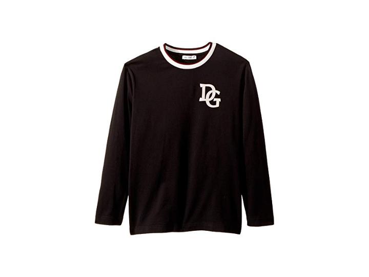 Dolce & Gabbana Kids Insignia Jersey Long Sleeve T-shirt (toddler/little Kids) (black) Boy's T Shirt