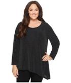 Calvin Klein Plus Plus Size Angle Bottom Long Sleeve Top (black/silver) Women's Long Sleeve Pullover