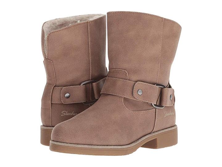 Skechers Medium Moto Boot (taupe) Women's Boots
