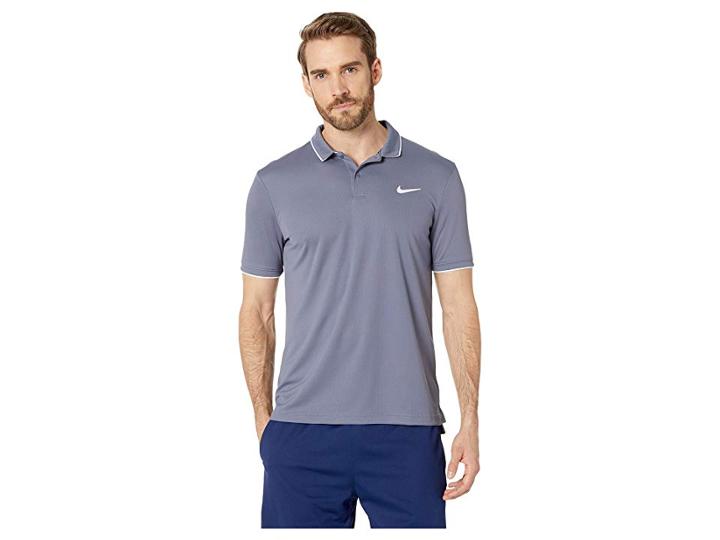 Nike Nikecourt Dry Polo Team (light Carbon/white/light Carbon) Men's Clothing