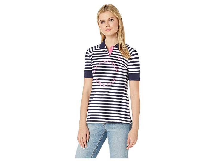 U.s. Polo Assn. Circle Logo Stripe Polo (evening Blue) Women's Clothing