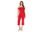 Marina Stretch Crepe Off The Shoulder Crop Jumpsuit (red) Women's Jumpsuit & Rompers One Piece