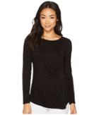 Vince Camuto Long Sleeve Side Twist Asymmetrical Hem Top (rich Black) Women's Clothing