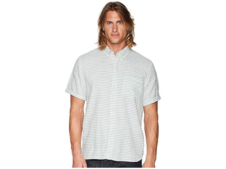 Joe's Jeans Short Sleeve Button John Button Down (foggy Stripe) Men's Clothing