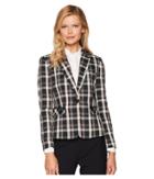 Tahari By Asl Novetly Plaid One-button Jacket (cabernet/black/ivory) Women's Coat