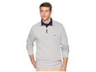 Lacoste Long Sleeve Semi Fancy Front Zip W/ Rib Knit Detail (silver Chine/navy Blue) Men's Clothing