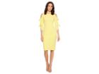 Donna Morgan Crepe Midi Long Sleeve With Tie Detail (sunny Yellow) Women's Dress