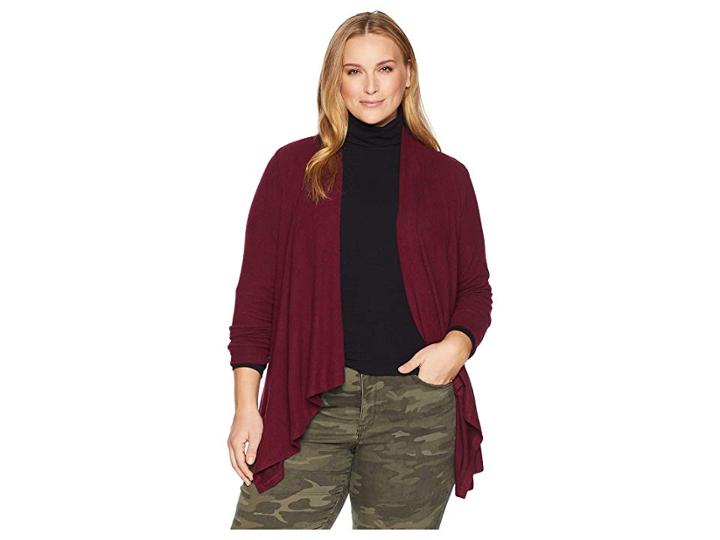 B Collection By Bobeau Plus Size Amie Waterfall Cardigan (tibetan Red) Women's Sweater