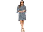 Michael Michael Kors Plus Size Woodblock Vine Flounce Dress (white/jewel Green) Women's Dress