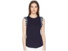 Kate Spade New York Eyelet Sleeveless T-shirt (rich Navy) Women's T Shirt