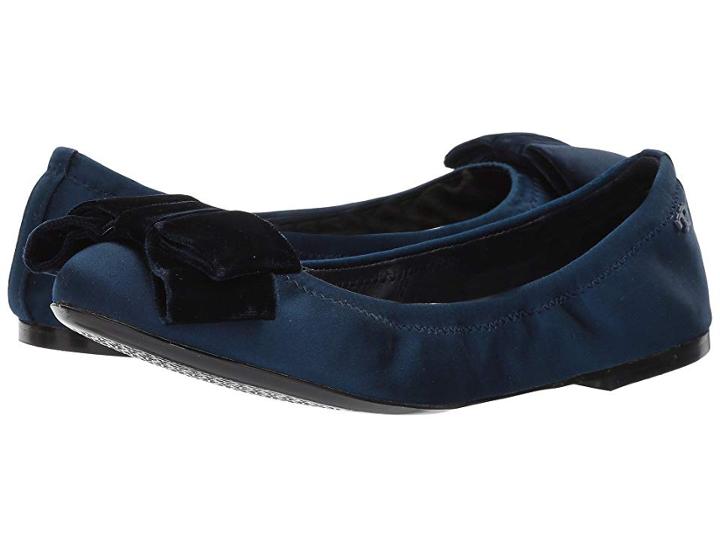 Tory Burch Viola Bow Ballet (navy/blue Notte) Women's Dress Flat Shoes