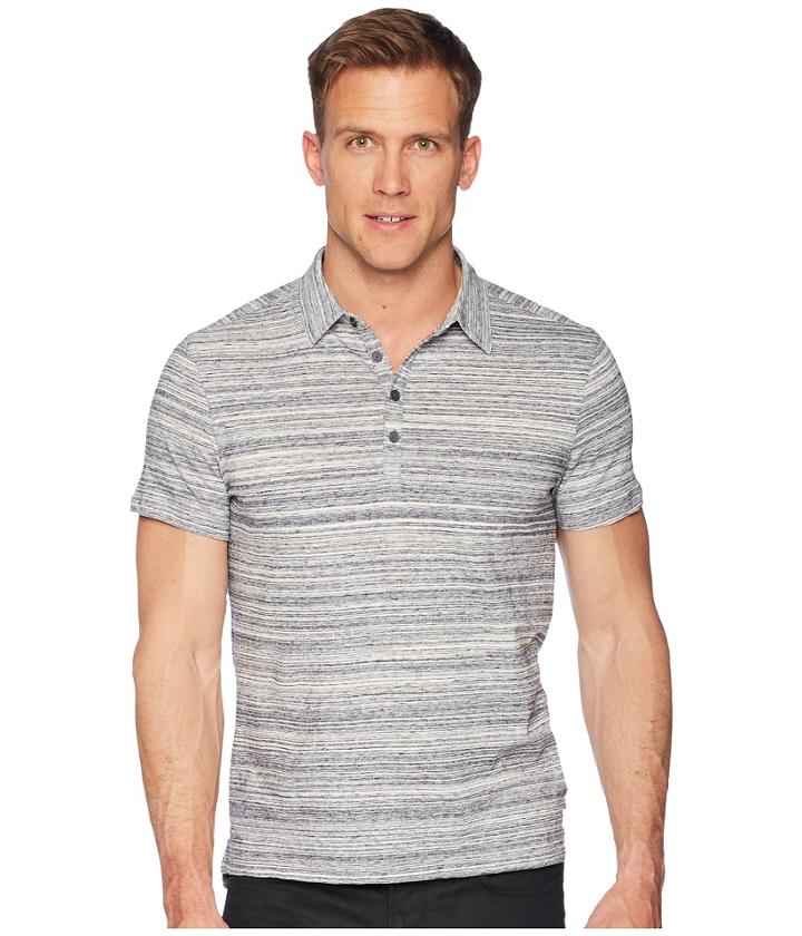 John Varvatos Star U.s.a. Short Sleeve Polo Shirt Random Stripe Siro K3655u1b (lake Blue) Men's Clothing