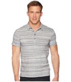 John Varvatos Star U.s.a. Short Sleeve Polo Shirt Random Stripe Siro K3655u1b (lake Blue) Men's Clothing