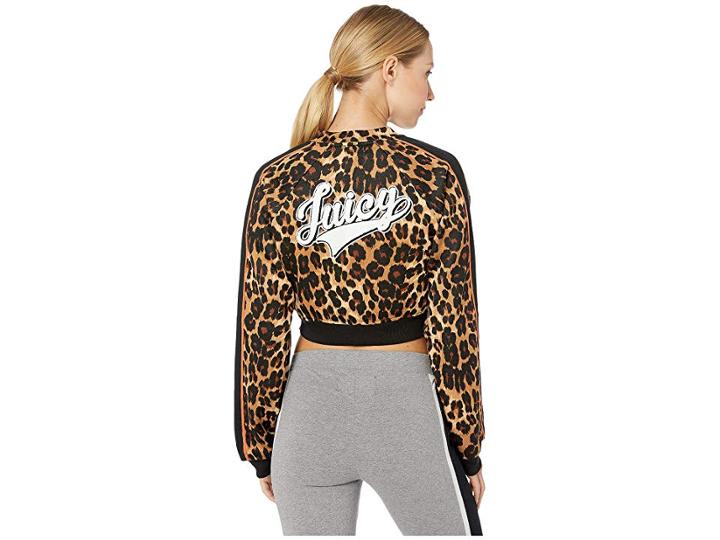Juicy Couture Juicy Logo Patch Leopard Tricot Jacket (multi Regent Leopard) Women's Clothing