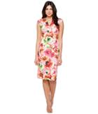 Cece Floral Tropic Slitneck Scuba Sheath Dress (azalea Bloom) Women's Dress