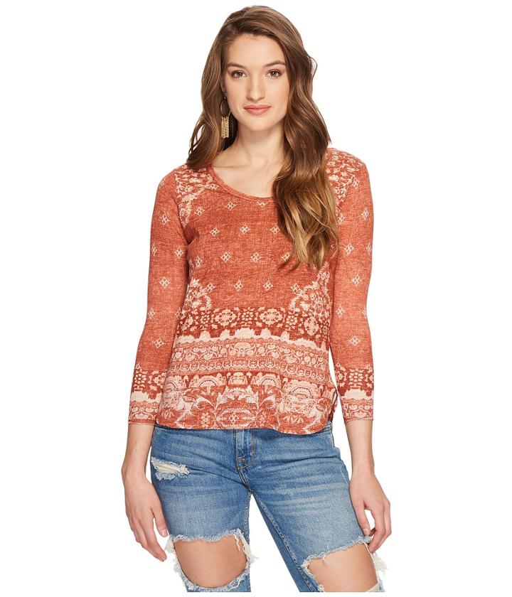 Lucky Brand Rug Print Tee (red Multi) Women's T Shirt