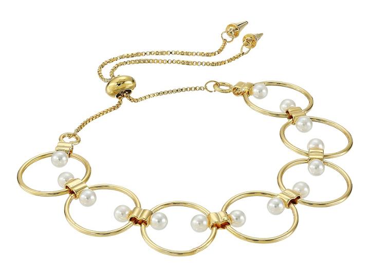 Rebecca Minkoff Encircled Floating Pearls Pulley Bracelet (gold/pearl) Bracelet