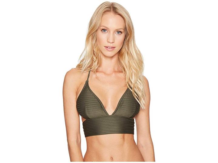 Michael Michael Kors Graphic Rib Halter Bikini Top (ivy) Women's Swimwear