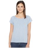 Lilla P Shirred Neck Top (river Heather) Women's Clothing