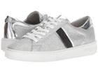 Michael Michael Kors Keaton Stripe Sneaker (silver/black Pixie Fine Glitter/mirror Metallic/mirror Metallic) Women's Lace Up Casual Shoes