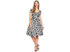 Unique Vintage Cap Sleeve Valencia Swing Dress (black/pink Roses) Women's Dress