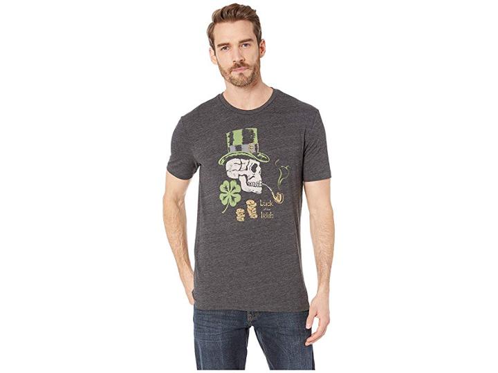 Lucky Brand Leprechaun Skull Tee (jet Black) Men's T Shirt