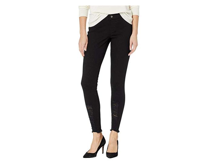 Hue Shredded Hem Denim Leggings (black) Women's Jeans