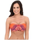Prana Cosima D-cup Top (neon Orange Jasmine) Women's Swimwear