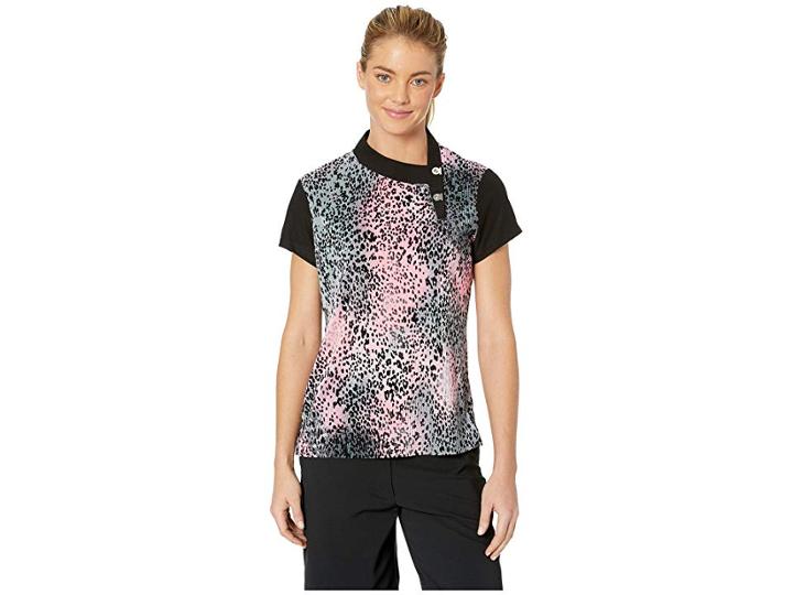 Jamie Sadock Crunchy Leopard Print Short Sleeve Top (sage/luminosity Pink) Women's Clothing