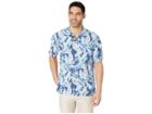 Tommy Bahama Break Wave Fronds Hawaiian Camp Shirt (ocean Deep) Men's Short Sleeve Button Up
