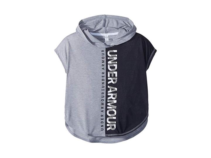 Under Armour Kids Threadborne Short Sleeve Hoodie (big Kids) (steel Fade Heather/black) Girl's Sweatshirt